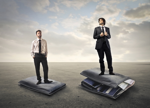 London App Development with Businessmen on top of Money 